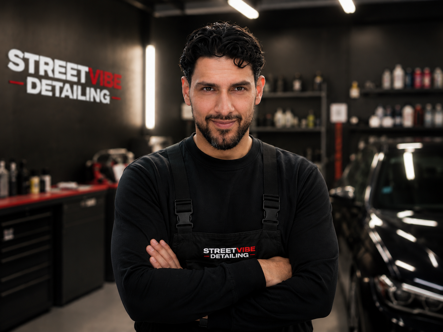 Tahsin, Inhaber von Streetvibe Detailing, in seiner Werkstatt in Hannover